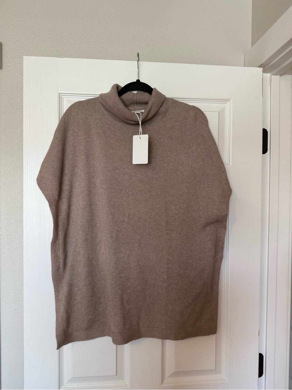 Women's Taupe Turtleneck Sweater - Relaxed Fit